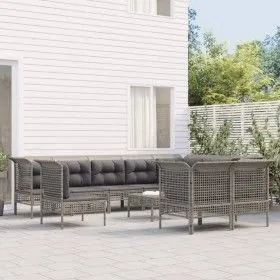 11-piece garden furniture set and gray synthetic rattan cushions by vidaXL, Garden sets - Ref: Foro24-3187583, Price: 631,18 ...