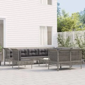 11-teiliges Gartenmöbel-Set und graue synthetische Rattankissen von vidaXL, Gartensets - Ref: Foro24-3187583, Preis: 631,18 €...