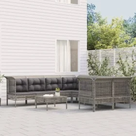 8-piece garden furniture set and gray synthetic rattan cushions by vidaXL, Garden sets - Ref: Foro24-3187592, Price: 481,92 €...