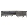 Set de muebles de jardín 8 pzas y cojines ratán sintético gris de vidaXL, Conjuntos de jardín - Ref: Foro24-3187592, Precio: ...