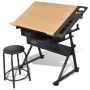 Tilting drafting table with 2 drawers and stool by vidaXL, Art and drawing tables - Ref: Foro24-20087, Price: 190,71 €, Disco...