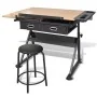 Tilting drafting table with 2 drawers and stool by vidaXL, Art and drawing tables - Ref: Foro24-20087, Price: 190,71 €, Disco...