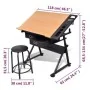 Tilting drafting table with 2 drawers and stool by vidaXL, Art and drawing tables - Ref: Foro24-20087, Price: 190,71 €, Disco...