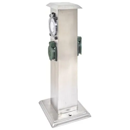 Stainless steel column with plug and timer for the garden by vidaXL, wall sockets - Ref: Foro24-41237, Price: 54,05 €, Discou...