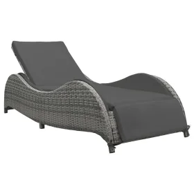 Tumbona con cojín ratán sintético gris antracita de vidaXL, Camas para exteriores - Ref: Foro24-49494, Precio: 273,45 €, Desc...