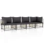 Gartenmöbel-Set 4-teilig und anthrazitfarbene PE-Rattan-Kissen von vidaXL, Outdoor-Sofas - Ref: Foro24-3186699, Preis: 325,30...