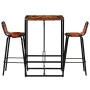 Barmöbel-Set, 3-teilig, recyceltes Holz, authentisches Ziegenleder von vidaXL, Möbelsets für Küchen und Esszimmer - Ref: Foro...