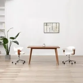 Drehbarer Esszimmerstuhl aus gebogenem Holz mit weißem Kunstleder von vidaXL, Essstühle - Ref: Foro24-287416, Preis: 147,56 €...