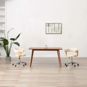 Swivel dining chair curved wood cream synthetic leather by vidaXL, dining chairs - Ref: Foro24-287417, Price: 140,98 €, Disco...