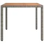 Gray PE rattan garden table with solid acacia wood surface by vidaXL, Garden tables - Ref: Foro24-319549, Price: 92,37 €, Dis...