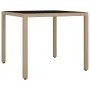 Beige rattan garden table and tempered glass surface by vidaXL, Garden tables - Ref: Foro24-319550, Price: 111,71 €, Discount: %