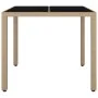 Beige rattan garden table and tempered glass surface by vidaXL, Garden tables - Ref: Foro24-319550, Price: 111,71 €, Discount: %