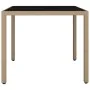 Beige rattan garden table and tempered glass surface by vidaXL, Garden tables - Ref: Foro24-319550, Price: 111,71 €, Discount: %
