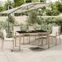 Mesa de jardín ratán beige y superficie de vidrio templado de vidaXL, Mesas de jardín - Ref: Foro24-319553, Precio: 110,36 €,...