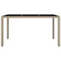 Beige rattan garden table and tempered glass surface by vidaXL, Garden tables - Ref: Foro24-319553, Price: 110,86 €, Discount: %