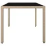 Beige rattan garden table and tempered glass surface by vidaXL, Garden tables - Ref: Foro24-319553, Price: 110,86 €, Discount: %