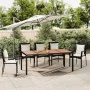 Black PE rattan garden table with solid acacia wood surface by vidaXL, Garden tables - Ref: Foro24-319554, Price: 184,44 €, D...