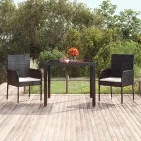 Gartentisch Glasoberfläche PE Rattan schwarz 90x90x75 cm von vidaXL, Gartentische - Ref: Foro24-319895, Preis: 111,61 €, Raba...