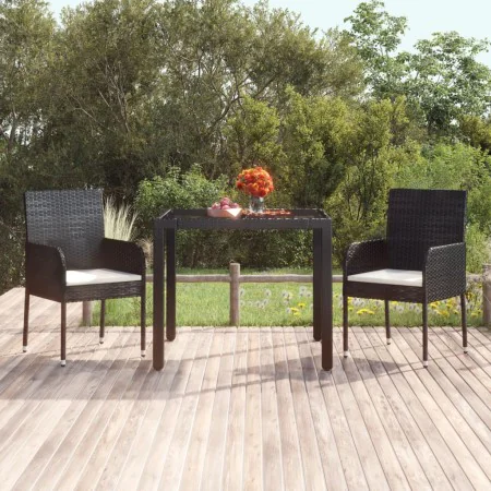 Garden table glass surface PE rattan black 90x90x75 cm by vidaXL, Garden tables - Ref: Foro24-319895, Price: 111,61 €, Discou...