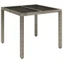 Garden table glass surface PE rattan gray 90x90x75 cm by vidaXL, Garden tables - Ref: Foro24-319896, Price: 105,98 €, Discoun...