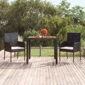 Garden table black PE rattan wooden surface 90x90x75 cm by vidaXL, Garden tables - Ref: Foro24-319897, Price: 155,49 €, Disco...