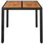 Mesa de jardín superficie de madera ratán PE negro 90x90x75 cm de vidaXL, Mesas de jardín - Ref: Foro24-319897, Precio: 155,5...