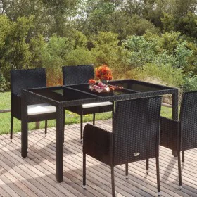 Garden table glass surface PE rattan black 150x90x75 cm by vidaXL, Garden tables - Ref: Foro24-319899, Price: 174,70 €, Disco...