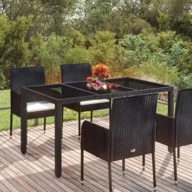Gartentisch Glasoberfläche PE Rattan schwarz 150x90x75 cm von vidaXL, Gartentische - Ref: Foro24-319899, Preis: 174,70 €, Rab...