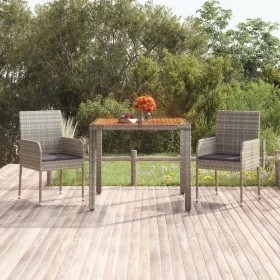 Gartentisch mit Holzoberfläche aus grauem PE-Rattan 90x90x75 cm von vidaXL, Gartentische - Ref: Foro24-319898, Preis: 118,23 ...