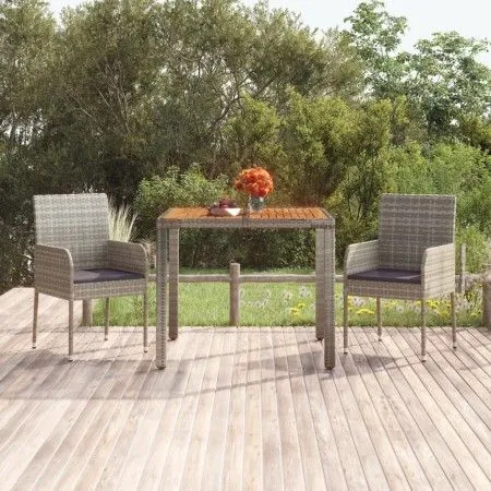 Garden table with gray PE rattan wood surface 90x90x75 cm by vidaXL, Garden tables - Ref: Foro24-319898, Price: 118,23 €, Dis...