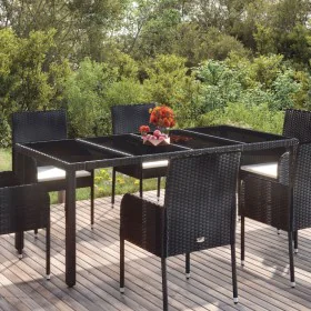 Gartentisch Glasoberfläche PE Rattan schwarz 190x90x75 cm von vidaXL, Gartentische - Ref: Foro24-319903, Preis: 225,69 €, Rab...