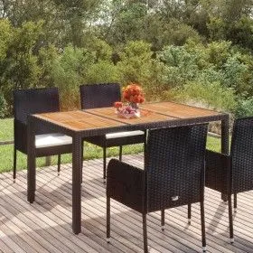 Garden table black PE rattan wooden surface 150x90x75 cm by vidaXL, Garden tables - Ref: Foro24-319901, Price: 190,94 €, Disc...