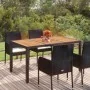 Gartentisch aus schwarzem PE-Rattan, Holzoberfläche 150 x 90 x 75 cm von vidaXL, Gartentische - Ref: Foro24-319901, Preis: 19...