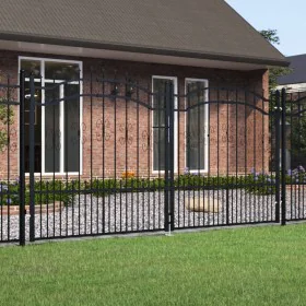 Black coated steel spear point fence gate 305x198cm by vidaXL, garden gates - Ref: Foro24-151097, Price: 444,26 €, Discount: %