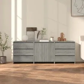 3-teiliges Sideboard aus gefertigtem Holz in Sonoma-Grau von vidaXL, Sideboards - Ref: Foro24-3098071, Preis: 236,95 €, Rabat...