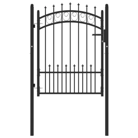 Puerta de valla con picos acero negro 100x125 cm de vidaXL, Puertas de jardín - Ref: Foro24-146389, Precio: 154,19 €, Descuen...