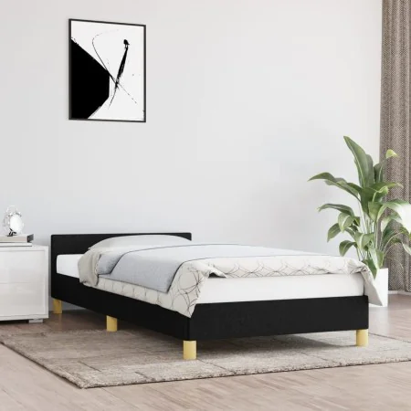 Estructura de cama con cabecero de tela negro 80x200 cm de vidaXL, Camas y somieres - Ref: Foro24-347369, Precio: 82,74 €, De...