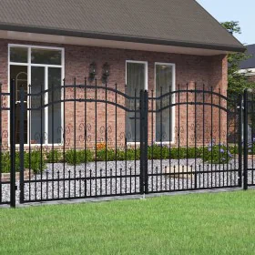 Black coated steel spear point fence gate 305x173cm by vidaXL, garden gates - Ref: Foro24-151096, Price: 362,14 €, Discount: %