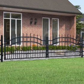 Spear point fence gate black coated steel 305x120cm by vidaXL, garden gates - Ref: Foro24-151094, Price: 304,48 €, Discount: %