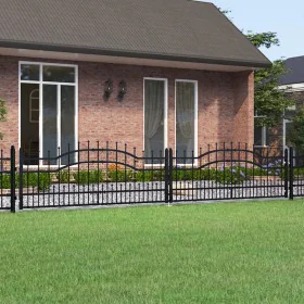 Black coated steel spear point fence gate 406x120cm by vidaXL, garden gates - Ref: Foro24-151099, Price: 414,79 €, Discount: %