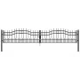 Black coated steel spear point fence gate 406x120cm by vidaXL, garden gates - Ref: Foro24-151099, Price: 414,79 €, Discount: %