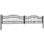 Black coated steel spear point fence gate 406x120cm by vidaXL, garden gates - Ref: Foro24-151099, Price: 414,79 €, Discount: %
