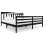 Black solid wood bed frame 200x200 cm by vidaXL, Beds and slatted bases - Ref: Foro24-3100678, Price: 166,59 €, Discount: %