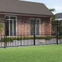 Black coated steel spear point fence gate 406x223 cm by vidaXL, garden gates - Ref: Foro24-151103, Price: 594,58 €, Discount: %