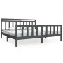 Estructura de cama de madera maciza gris 200x200 cm de vidaXL, Camas y somieres - Ref: Foro24-3100980, Precio: 164,46 €, Desc...