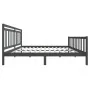 Estructura de cama de madera maciza gris 200x200 cm de vidaXL, Camas y somieres - Ref: Foro24-3100980, Precio: 164,46 €, Desc...