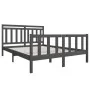 Gray solid wood bed frame 150x200 cm by vidaXL, Beds and slatted bases - Ref: Foro24-3100965, Price: 150,39 €, Discount: %
