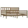 Honey brown solid wood bed frame 200x200 cm by vidaXL, Beds and slatted bases - Ref: Foro24-3101111, Price: 193,20 €, Discoun...