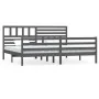 Estructura de cama de madera maciza gris 200x200 cm de vidaXL, Camas y somieres - Ref: Foro24-3101110, Precio: 193,82 €, Desc...