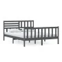 Gray solid wood bed frame 150x200 cm by vidaXL, Beds and slatted bases - Ref: Foro24-3101160, Price: 168,17 €, Discount: %